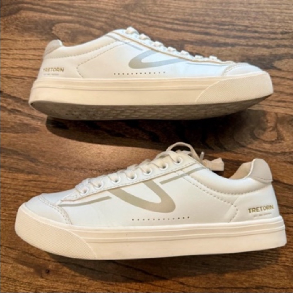 Tretorn Cream Lace-Up Low-Top Sneakers - Picture 3 of 5